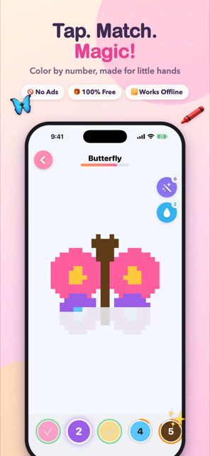Coloring a butterfly by number in KidColor